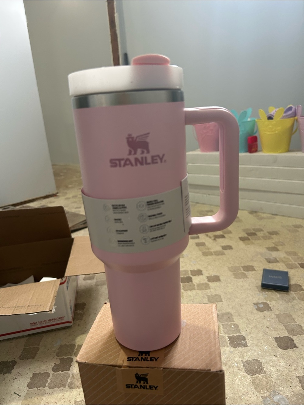 40oz Stanley Pink Insulated Travel Mug with Handle